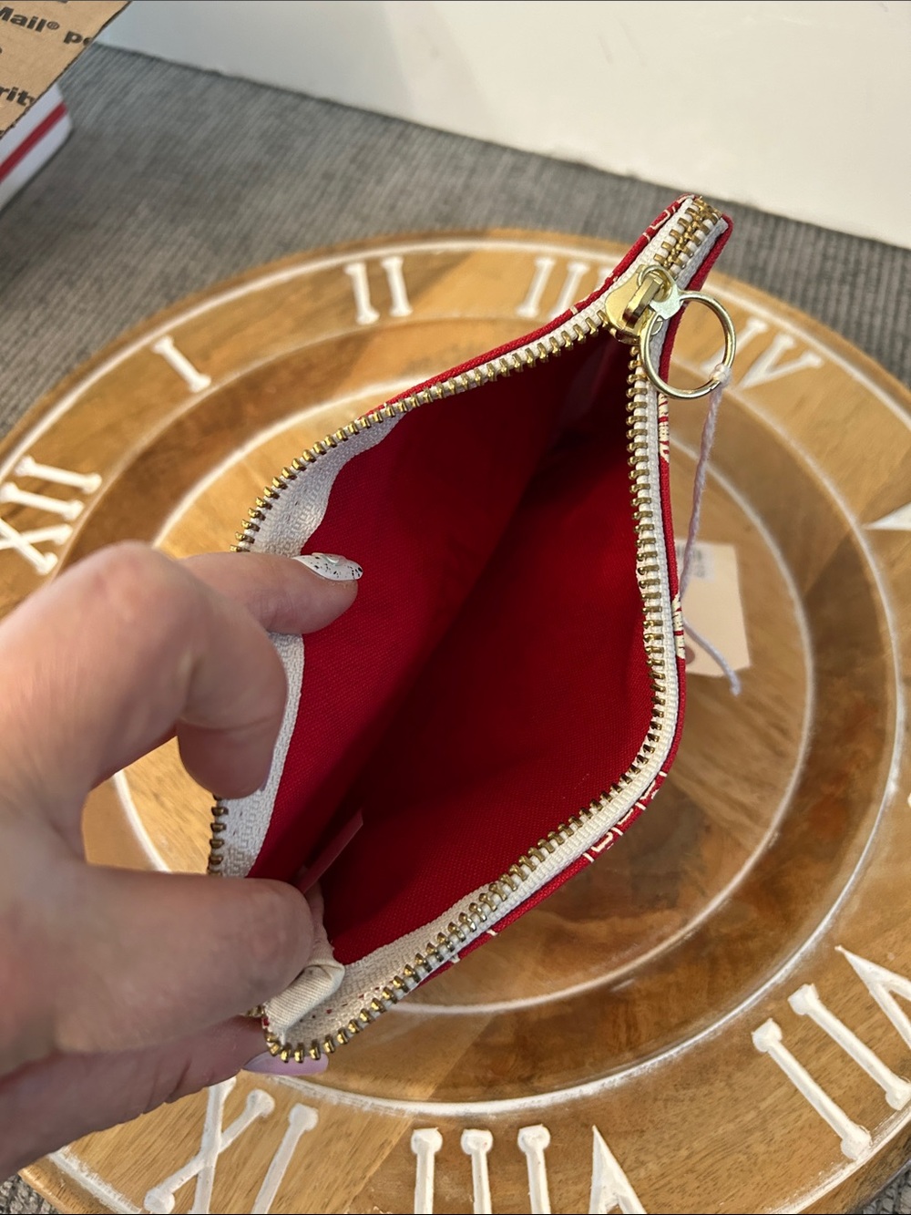 ❌last chance❌ Maptote NY Red Canvas Zip Pouch NEW all cotton brass zipper pull - Picture 4 of 8